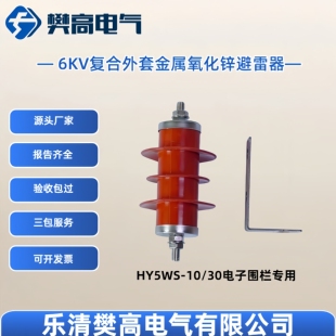 6KV复合氧化锌避雷器HY5WS-10/30电子围栏专用,可带支架,HYW