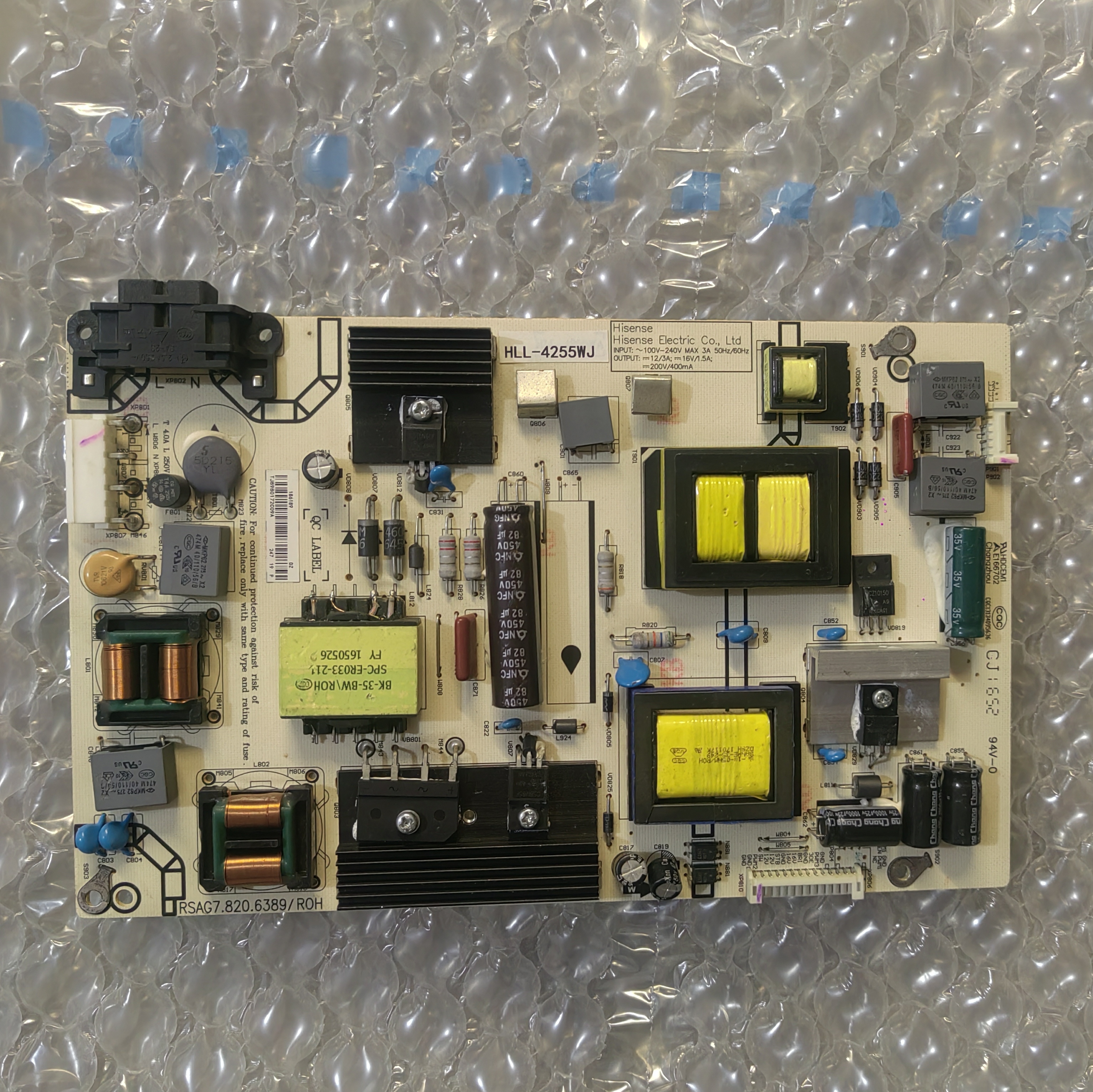 海信LED49EC520UA LED49K300U电源板RSAG7.820.6389四针单电容