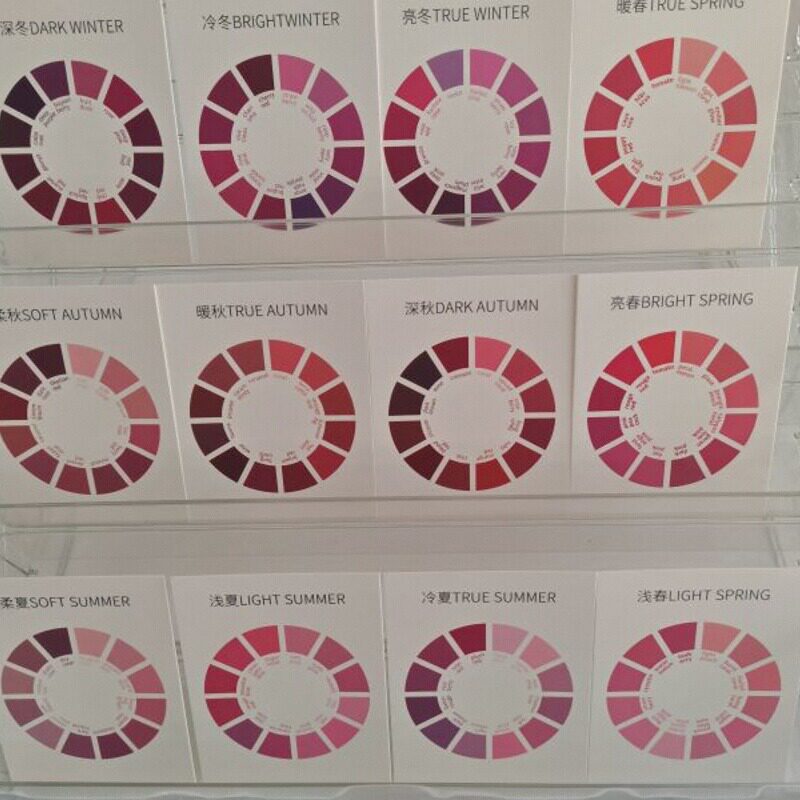 12季型口红卡色彩小卡片用于讲解赠予日本四季色彩韩国测试工具