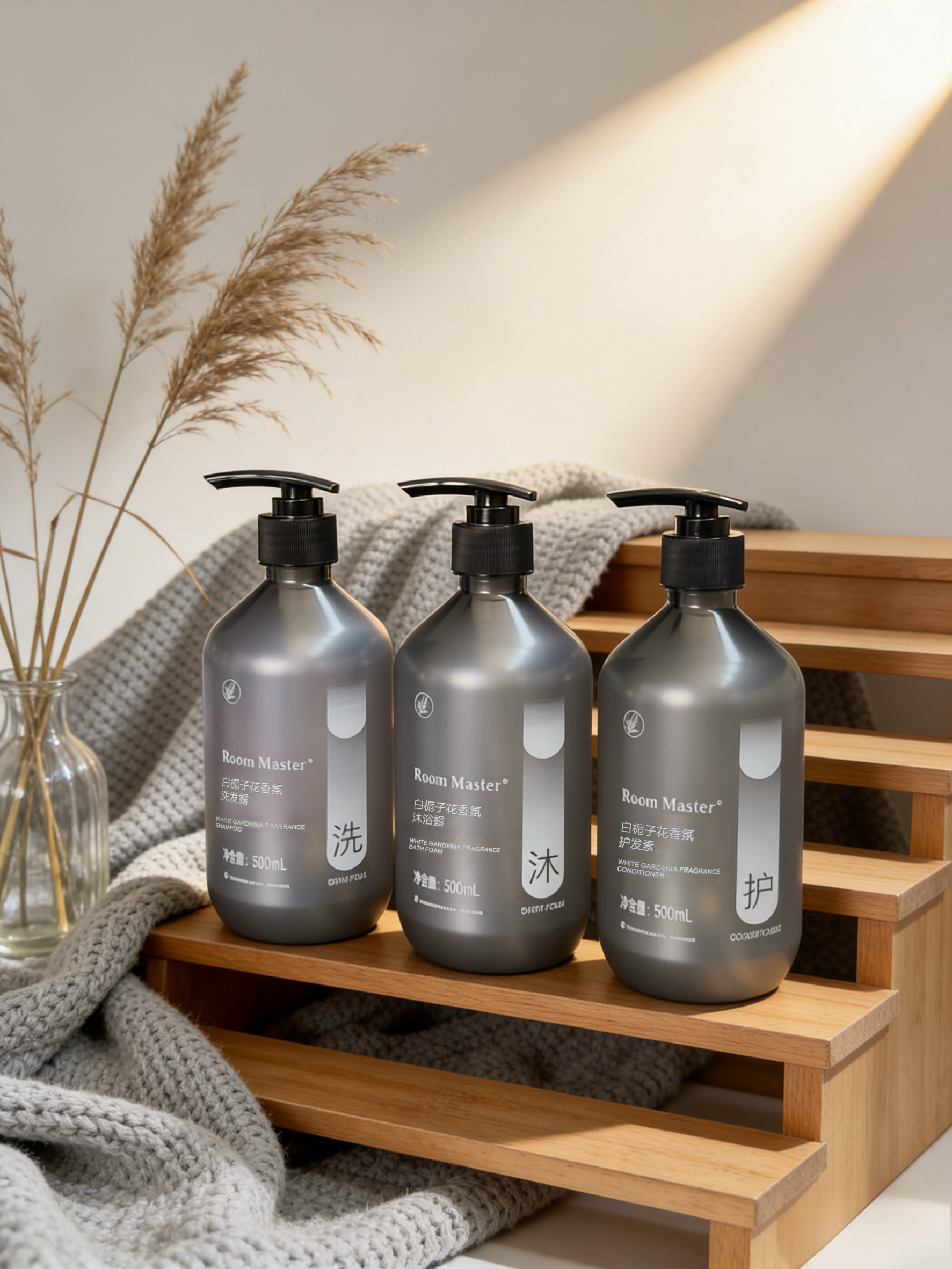 栀子花茶一次性洗发水沐浴露500ML大瓶民宿高档酒店宾馆洗漱套装