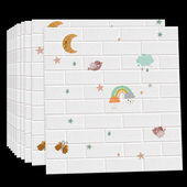 壁纸家用墙壁纸自贴砖块出租屋卧室碎花宿舍女砖纹卡通自粘墙纸