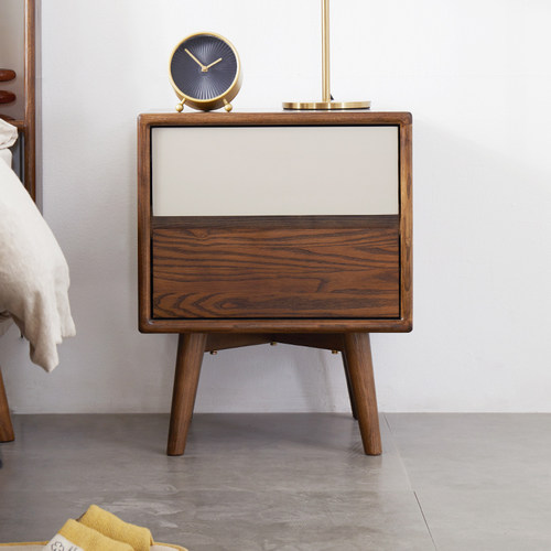 白蜡木床头柜简约实木床边储物柜