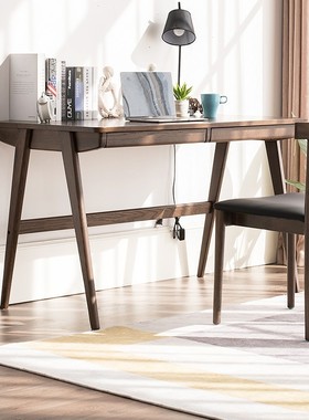 治木工坊北欧橡木书桌家用小户型全实木学习桌简约现代办公写字桌
