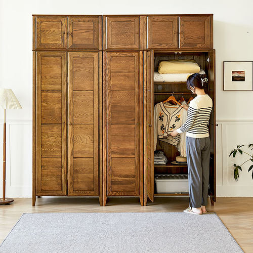 治木工坊组合美式环保胡桃色衣柜