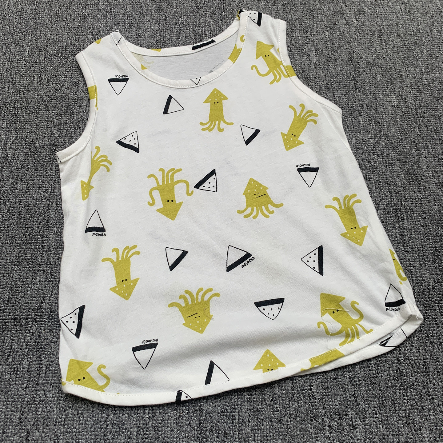 韩国单儿童男女孩夏季薄棉章鱼印花无袖背心T恤衫上衣家居服100码