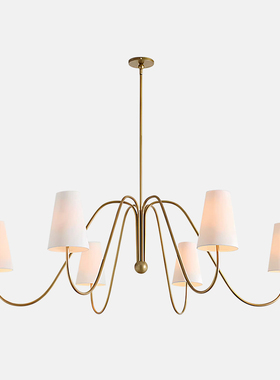 美式简约全铜客厅吊灯轻奢大气酒店餐厅法式复古餐厅卧室书房灯具