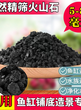 火山石黑色大块鱼缸造景天然石头水族底沙过滤材料可培养硝化细菌