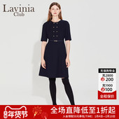 优雅圆领短袖 Lavinia女装 春秋新款 复古气质通勤连衣裙R35L111