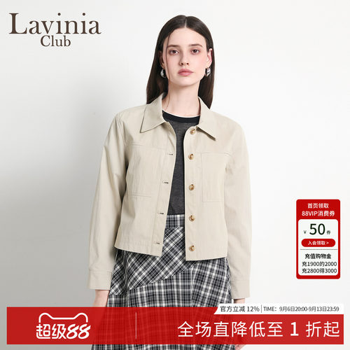 通勤短款翻领夹克女式复古外套