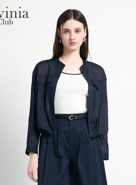 Lavinia2026夏新款棉麻质感工装风短款小立领落肩外套女J63W101R