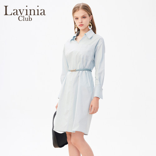 LaviniaClub纯色衬衫连衣裙