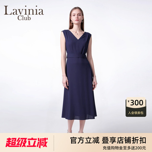 气质背心裙法式 LaviniaV领无袖 时尚 连衣裙女2025夏季 J53L139 新款