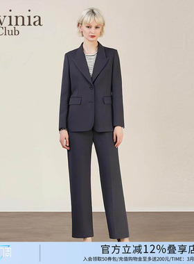 Lavinia 2025年新款通勤气质高腰斜纹阔腿裤宽松西裤女J55K57S