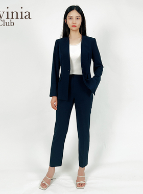 Lavinia OL通勤气质西装套装春秋新款女装简约藏蓝色西服西裤