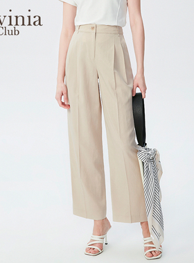 Lavinia夏新款轻职商务风简约纯色高腰直筒西装休闲裤P43K113