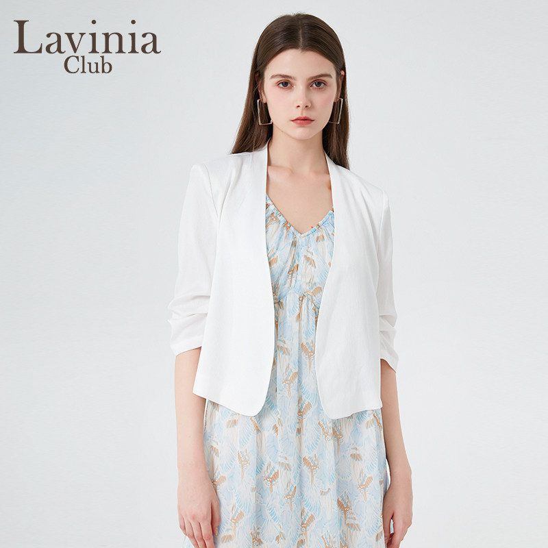 Lavinia通勤捏褶短款西装外套图片