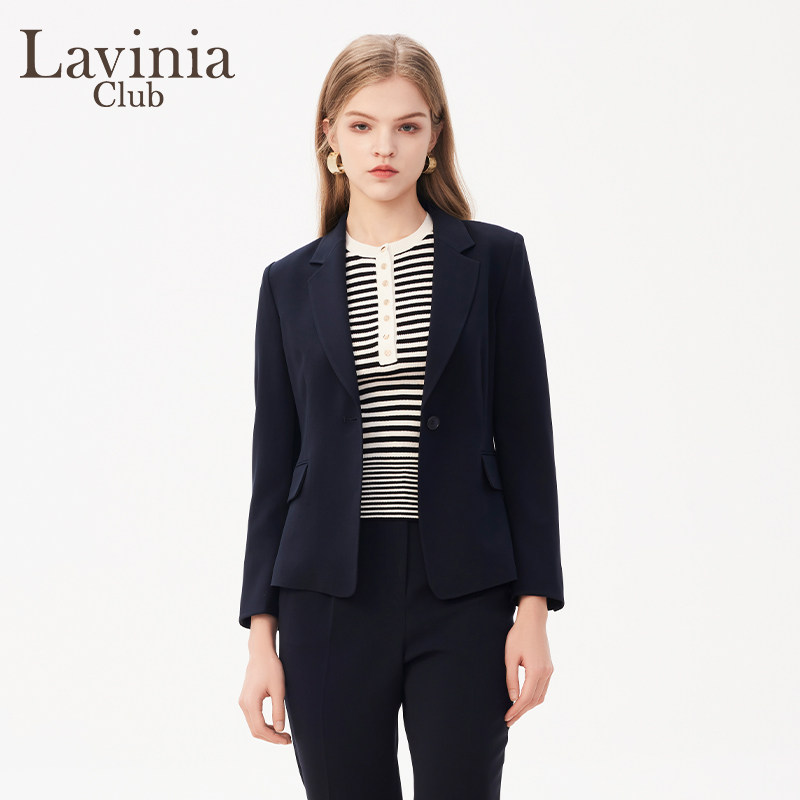 Lavinia春秋款简约一粒扣戗驳翻领通勤职场西装外套女J41W03P