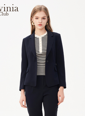 Lavinia春秋款简约一粒扣戗驳翻领通勤职场西装外套女J41W03P