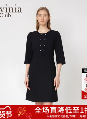 Lavinia 连衣裙基础款双排扣商务通勤职场气质中长款裙子R35L142