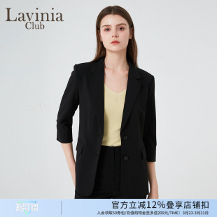 Lavinia职业正装 B43W06 黑色气质西服外套女春秋商务通勤西装