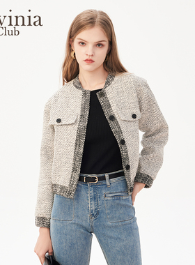 Lavinia小香风短外套女春新款肌理感通勤气质针织开衫R41W53