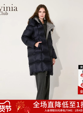 Lavinia2025冬季新款90鸭绒连帽黑色中长款云朵泡芙羽绒服H57Y115