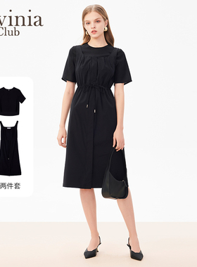 Lavinia 连衣裙春秋新款时尚通勤气质T恤背心裙两件套R41L103