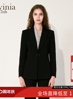 Lavinia2025秋新款通勤职业黑色西服正装外套收腰沙漏西装B55W08S