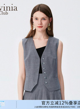 Lavinia通勤气质v领西装马甲女2025夏季新品小个子背心外套B53M13