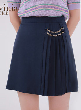 Lavinia miu系半身裙春夏女装高腰显瘦百褶短裙纯色西装裙OL通勤