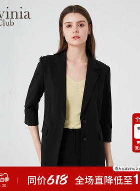 Lavinia职业正装黑色气质西服外套女春秋商务通勤西装B43W06