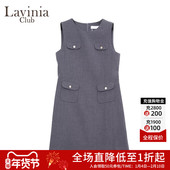 Lavinia2025秋新款 风连衣裙女F55L102 工装 时尚 气质多口袋设计无袖