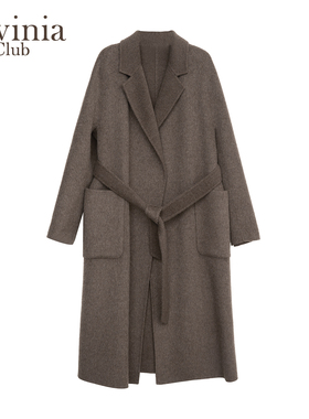Lavinia2025冬新款羊驼毛中长款浴袍式双面呢大衣外套女P57D103P