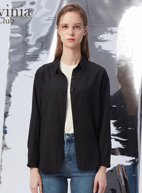 Lavinia春秋季新款女装醋酸混纺立领垂感衬衫女通勤时尚P33C104P
