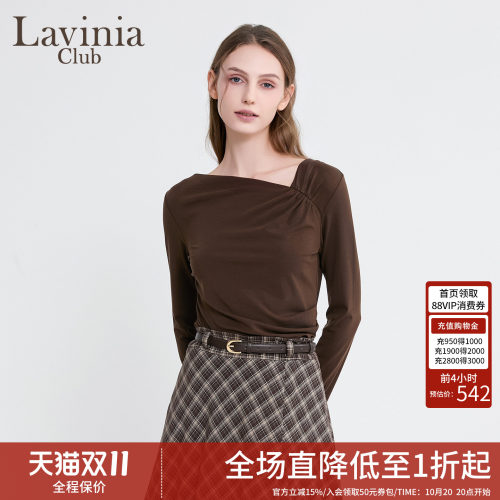 莱赛尔斜肩显瘦通勤长袖T恤