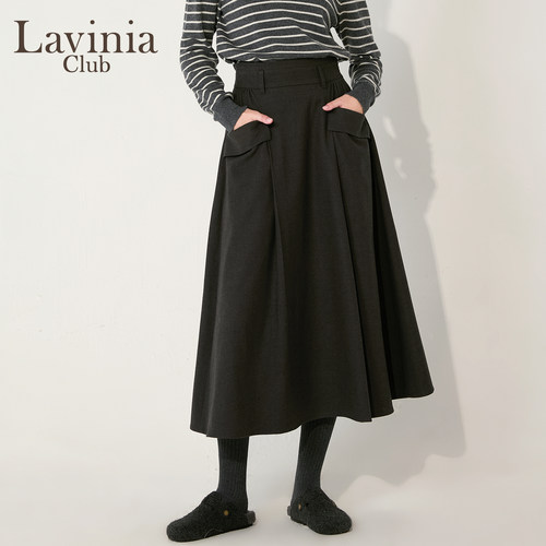 Lavinia通勤灰大摆A字半身裙