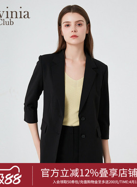 Lavinia职业正装黑色气质西服外套女春秋商务通勤西装B43W06