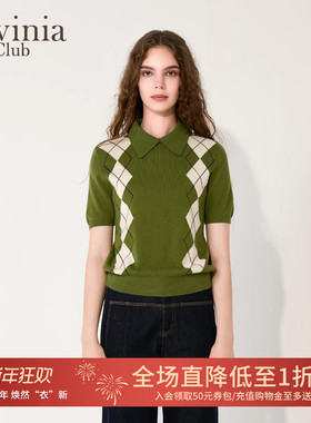 Lavinia费尔岛毛衣2025秋新款英伦风复古菱格纹针织衫女O55Z105S