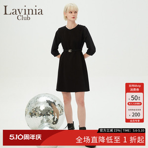 Lavinia法式圆领OL气质连衣裙女早春新款赫本风小黑裙R35L102