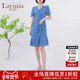 Lavinia 气质高腰显瘦连衣裙F13L152 法式 v领雪纺碎花裙女夏季 新款