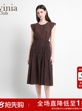 Lavinia2026夏季新款温柔风气质圆领褶皱小飞袖连衣裙女Q63L109R
