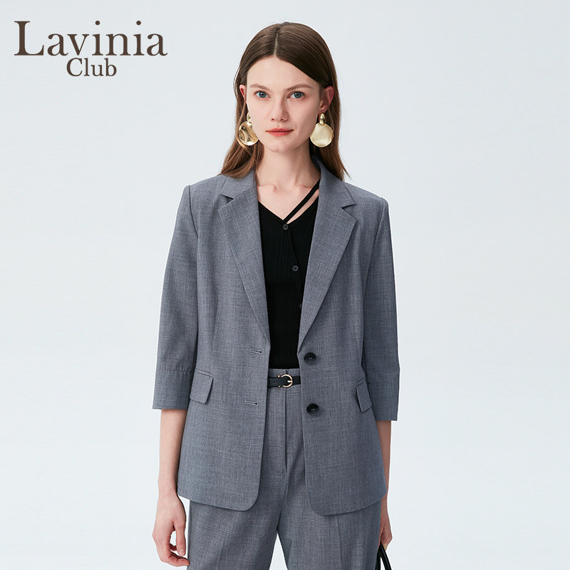 Lavinia经典法式灰色西装外套女春夏新款宽松显瘦休闲西服B53W13