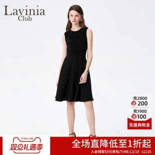 LaviniaClub通勤职场小黑裙夏新款 连衣裙R43L138 优雅气质圆领无袖