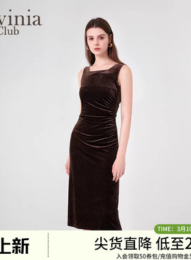 春季新款法式复古气质修身无袖背心裙纯色包臀连衣裙J45L105P