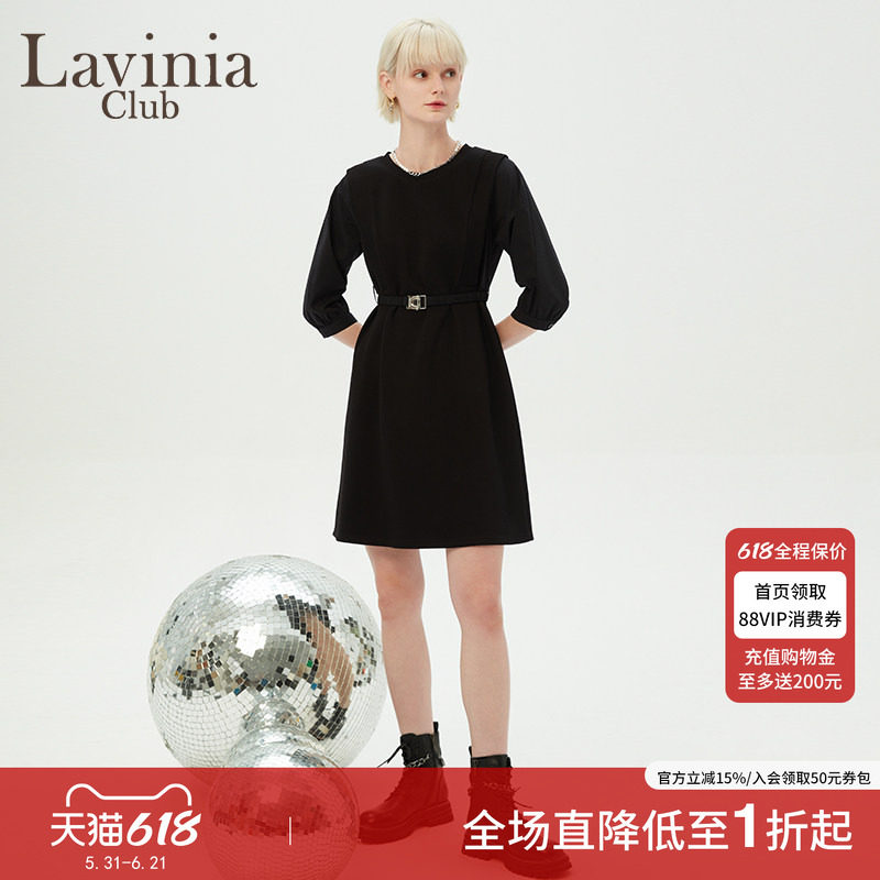 Lavinia法式圆领OL气质连衣裙女早春新款赫本风小黑裙R35L102