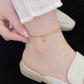 金色珠子不掉色脚链女2025新款 潮轻奢高级感小众设计足链脚环
