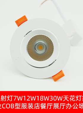 LED射灯百分天花灯照明7W12W18W天花灯COB服装餐厅酒店家庭