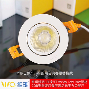 维琪照明LED射灯3W5W12W18W铝材COB型服装店餐厅酒店展厅维棋奇其