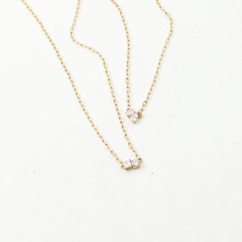 2024新款时尚百搭小巧锆石镶钻钛钢镀18K金项链锁骨链气质女礼物