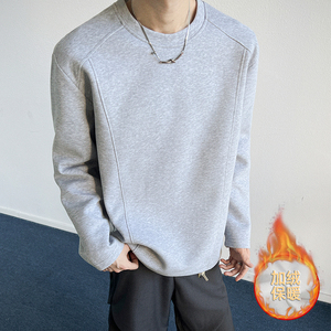 1w+420g华棉加绒 2026春款解构拼接长袖T恤室内模特T2596-JR特P23，男装T恤，电商A030